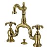 Kingston Brass Bridge Bathroom Faucet with Brass PopUp, Antique Brass KS7973TX